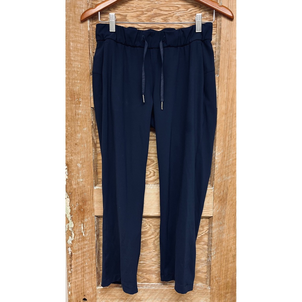 Lululemon 4 On the Fly 7/8 Pant Navy Luxtreme Tapered Comfy Travel Lounge Pullon